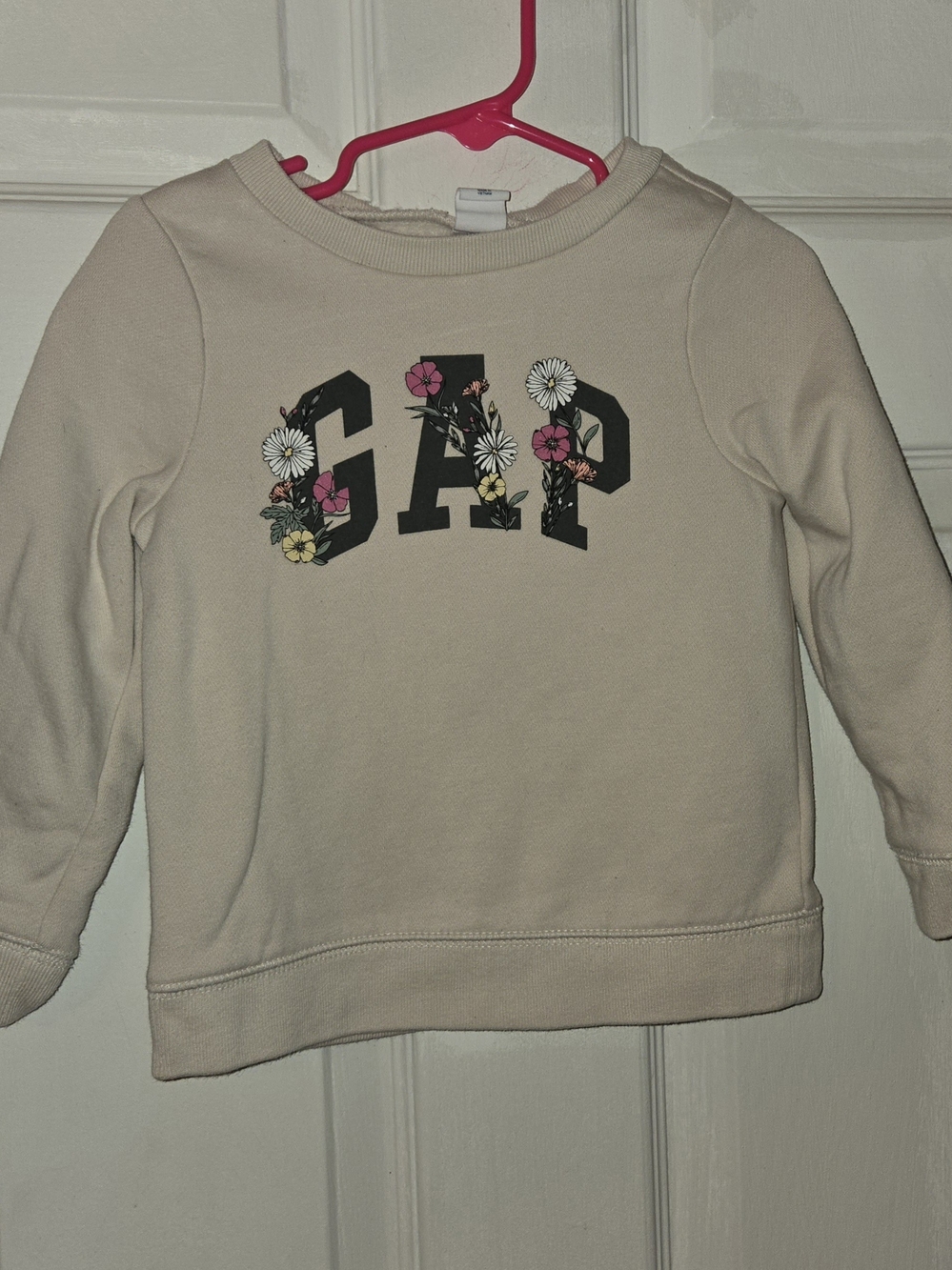 GAP Cream Sweatshirt with Floral Logo SZ 3T